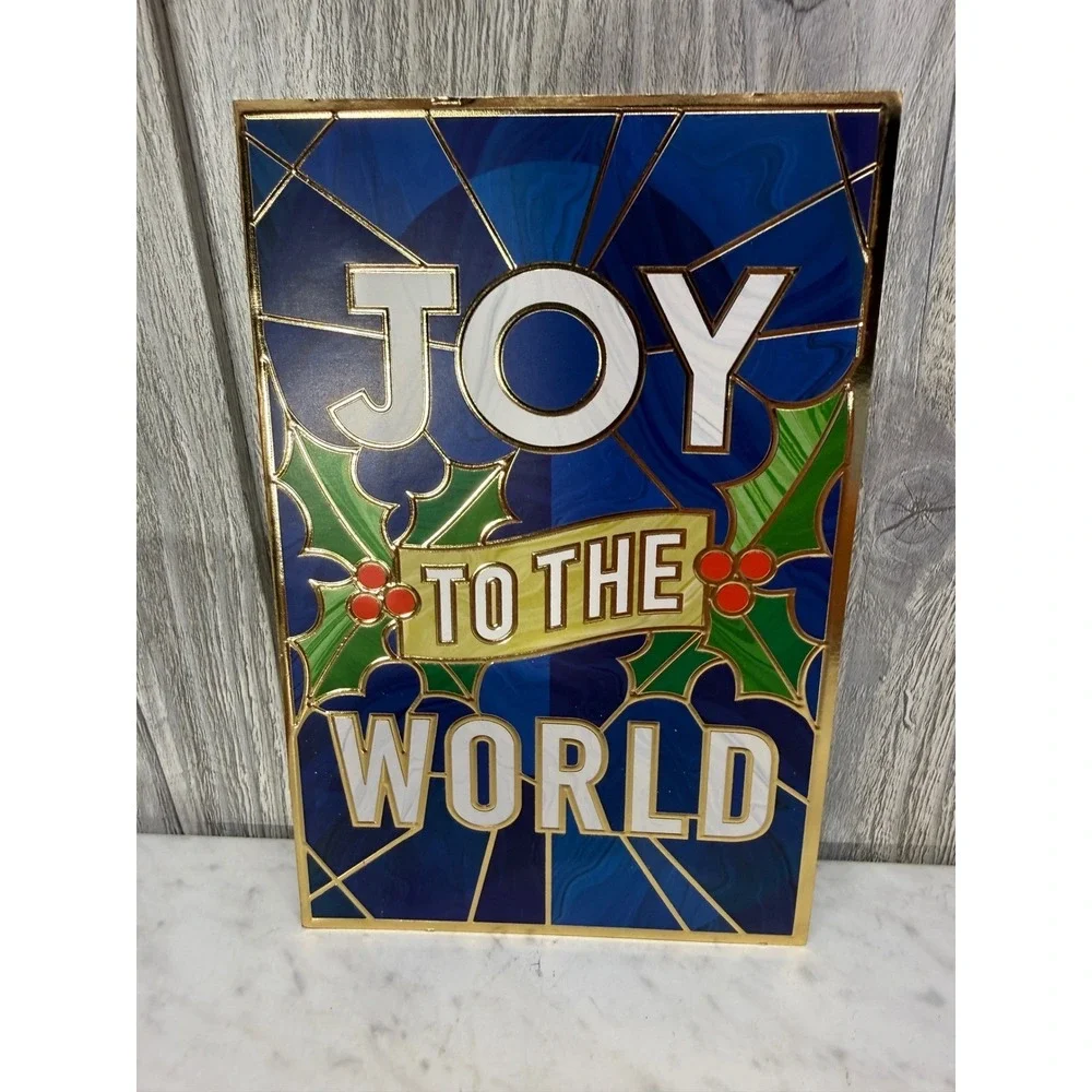 American Greetings Joy to the World Christmas Cards Stained‎ Glass Foil Boxed